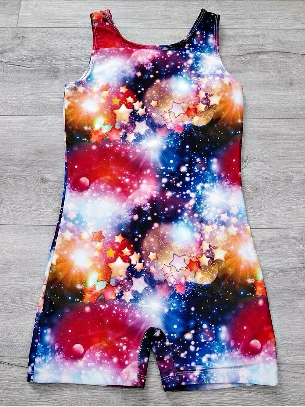 Jeskids Girls Galaxy Star Gymnastics Biketard Multicolored Size Medium 8-9Y